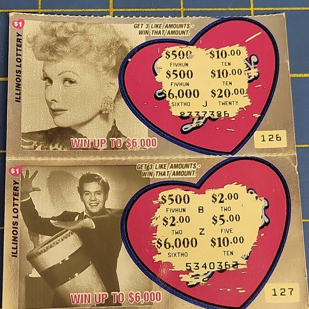 1990s I Love Lucy Stratch Off Illinois Lottery Tickets For Collection